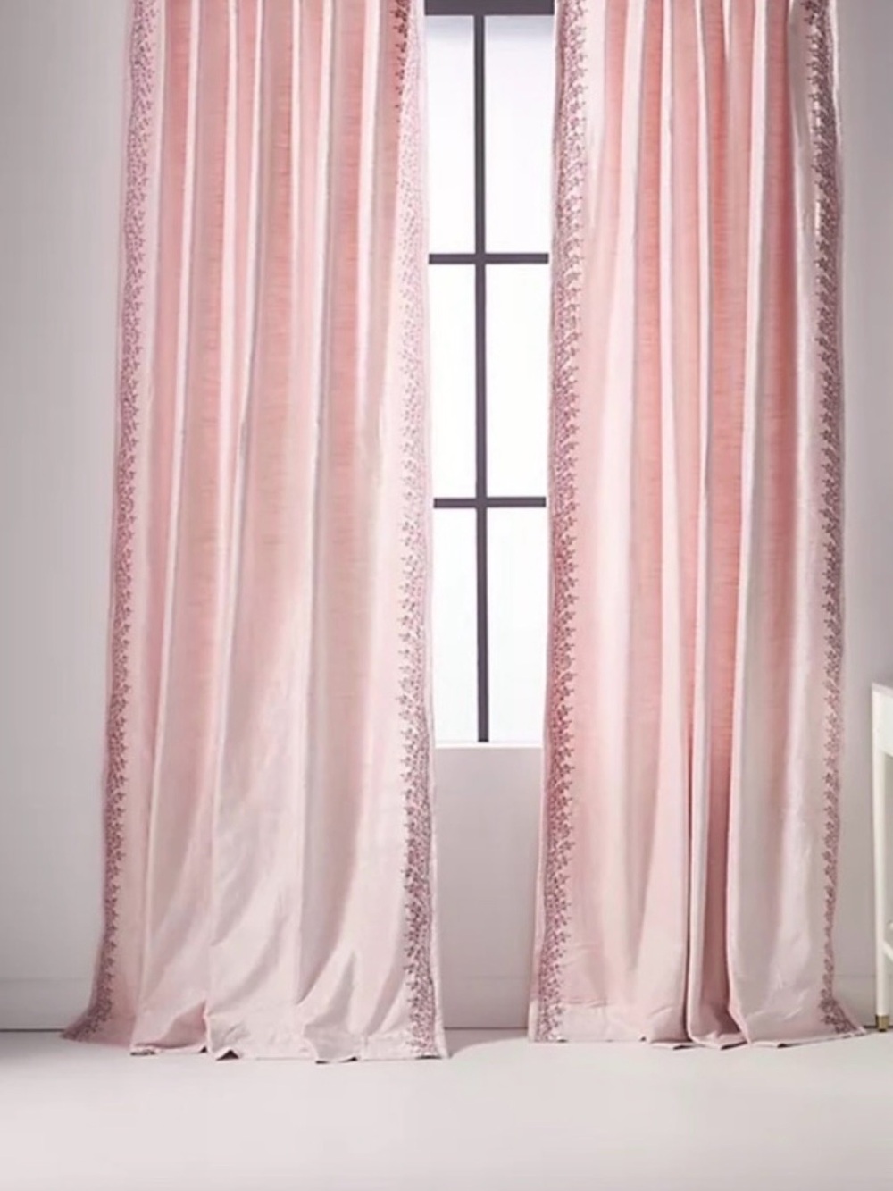 Anthropologie Embroidered Tobias Velvet Curtain 50”x 96” Two Panels